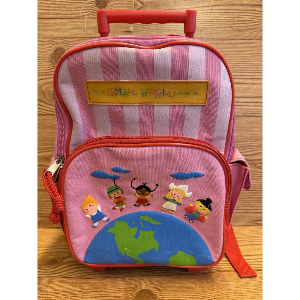 Vintage Disney It's a Small World Rolling Backpack On‎ Wheels Kid's Luggage